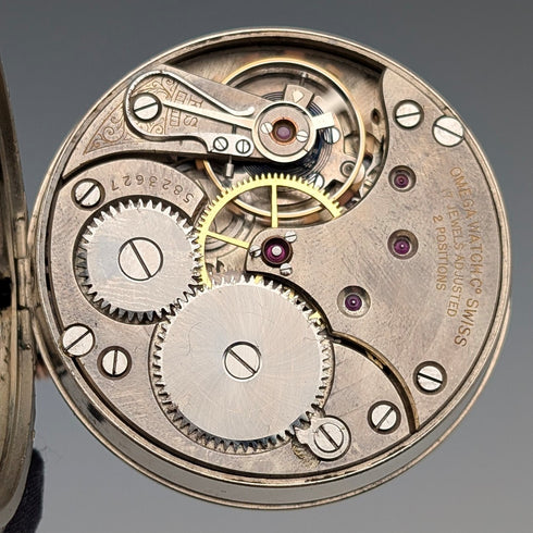 Circa 1915 Antique Omega Pocket Watch Diameter 53mm Railroad Watch Alloy Case In Good Working Condition